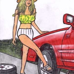 Home decor Art PRINT on paper "flat tire"